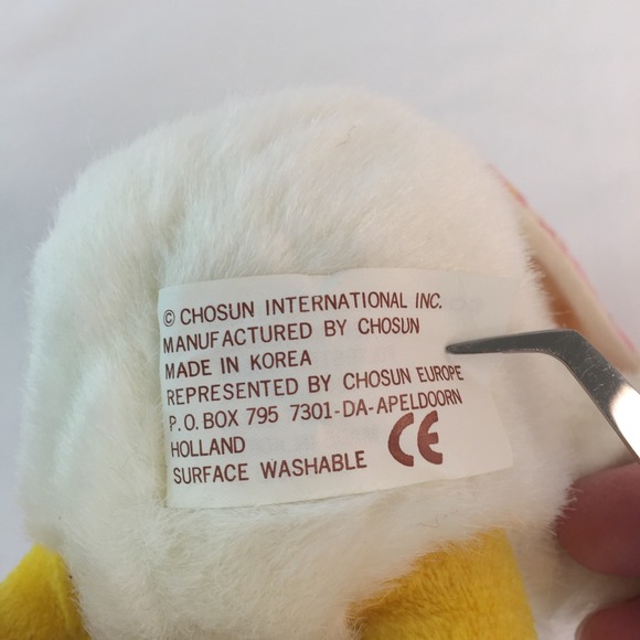 Chosun Plush Chick w/Pink Floral Egg 6" Easter Stuffed Toy Korea Vtg RARE - Picture 6 of 8